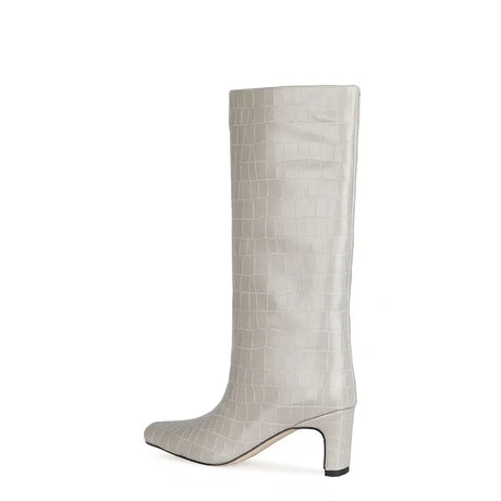 2024 NEW Fashion High Tube Knee High Boots 10cm/6.5cm Thick Heel 21 Colors Women Short Plush Boots Size 45 Winter Leather Shoes