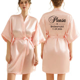 Personalized Robe for Bride Bridesmaid with Name and Date Birthday Party Gown Add Any Text Bathrobe - Customizable Gifting
