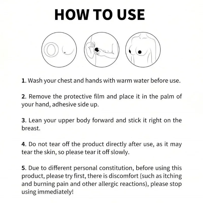 Tornova Solid State Rubber Nipple Patch Invisible and Traceless Solid Chest Patch Women's Sexy Breast Patch Nipple Decoration