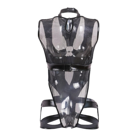 Women’S Wet Look Lingerie Leather Bodysuit Bandage Hollow Out Pu High Cut Leotard Bodysuit Clubwear Exotic Lingerie For Women