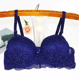 Lace Bra for Women Big Cup 1/2 Sexy Floral Underwire Underwear Ladies Push Up Thin Bra Half Cup 36-42C Black Gather Brassiere