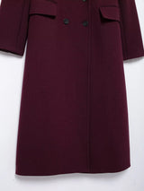 HH Women Fashion Burgundy Coat Double Breasted Long Sleeve Lapel Blends Jacket Autumn Winter High Street Outerwear