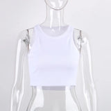 Rib Knit Green Women's Tank Top Summer Casual Basic Skinny Vest Sleeveless White Off Shoulder Y2K Sexy Woman Crop Top