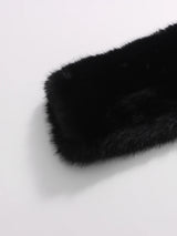 TWOTWINSTYLE Black Slimming Spliced Zipper Jackets for Women Lapel Long Sleeves Tunic Patchwork Fur Fashion Jacket Female New