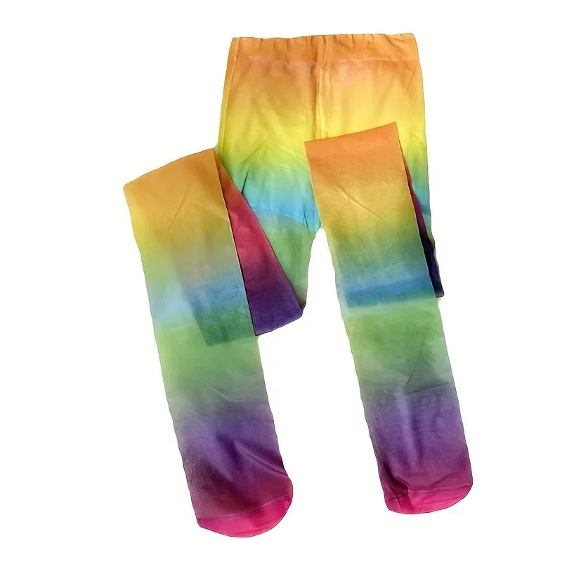 1 Pair Rainbow Gradient Tights Japanese Style Sweet Comfy Novelty Pantyhose Women's Stockings & Hosiery