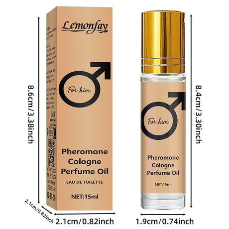 Lemonfay Pheromone Cologne Oil for Men Roll On Perfume Long Lasting Fragrance Portable 15ml Eau De Toilette for Daily Date
