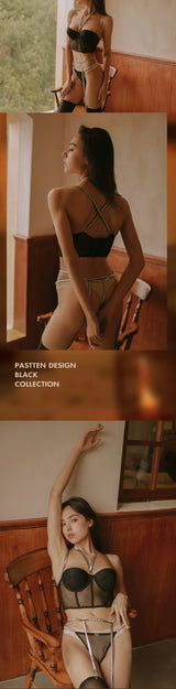 Fish Bones Bra Panty Tops Women Summer Bandage Nightwear Halter Hanging Neck Nighty Garter Belt Underwear Emo Love Lingeries