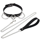 Leather Choker Heart Collar and Leash with Chains Bdsm Choker Submissive Collar for Female Fetishists BDSM Sex Leash Punk Goth