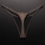 High Slit Spring/Summer New Leopard Print Thong for Women Sexy Ice Silk Seamless Underwear One-piece Fitness Plus Size G-strings