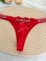 Custom Rhinestone Letter Name Thong Sexy Lace Panties Low-Rise Crystal Letter G-string Personalized Gift Wife Lover Anniversary