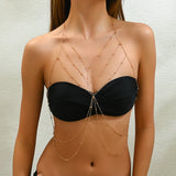 Metal Body Chain Bra Harness Sexy Chest Chain Beach Body Jewelry For Women 2025 Rave Accessories
