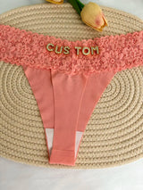 Custom Thong Crystal Letter Name G-string Women Ice Silk Panties Skin Effect Panty Seamless Knickers Girlfriend Anniversary Gift
