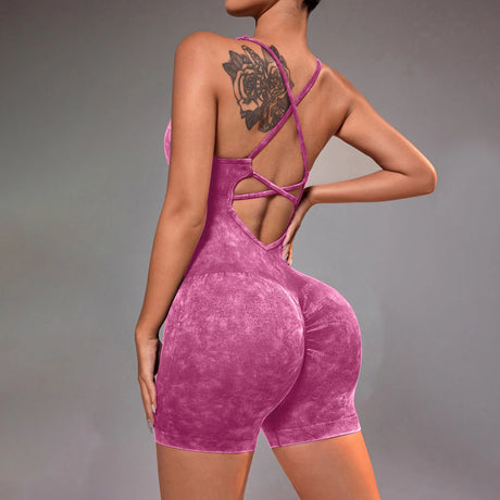 Distressed Washed Yoga Bodysuit for Women - Seamless No Panty Line Strappy Dance Leotard, Vintage Soft Workout Unitard for Gym