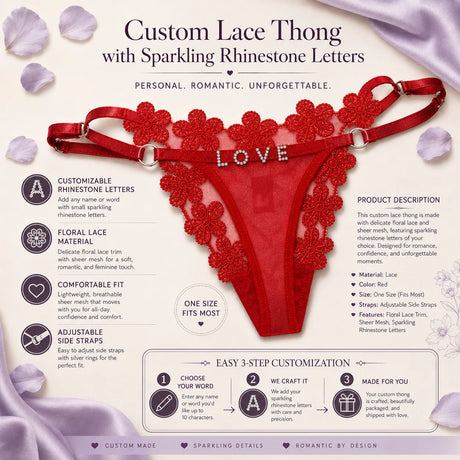 Custom Thong Panties with Name DIY Rhinestone Letter Thongs Sexy Customized Underwear G-String Personalized Bikini Jewelry Gift