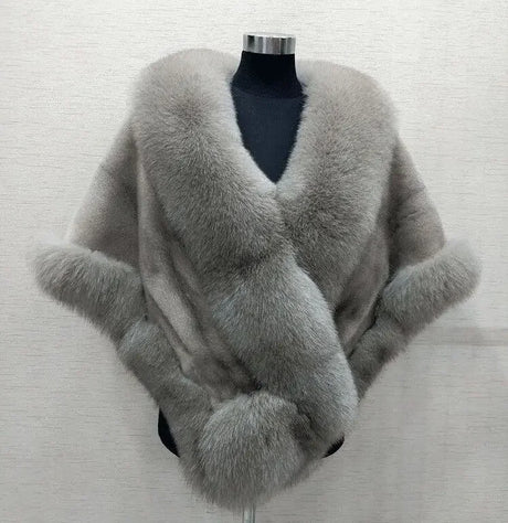 White Fur Shawl Women's  Jacket  Autumn Winter Faux Mink Fox Fur Dress Cheongsam Cloak Coats New 2026 Thicken Warm Short Outwear