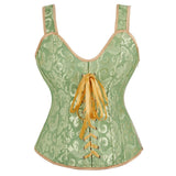 Gothic Corset Top With Straps Sexy Floral Zipper Brocade Overbust Lingerie Burlesque Body Shaper Lace Up Bustier Plus Size