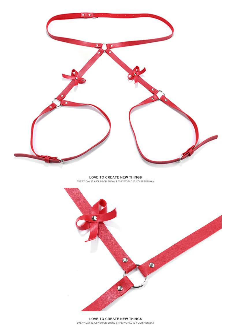 18 Leather Bondage Sleepwear Open Crotch Porn PU Garter Belt Lingerie Metal Chain Women Hot Babydoll Dress Strap Leg Sexy Briefs