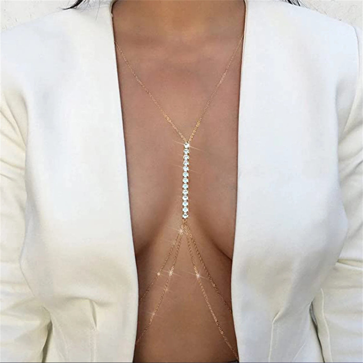 1pcs Summer New Fashion Rhinestone Body Chain Chest Chain Women's Beach Bikini Sexy Body Jewelry Nightclub Party Underwear Gift
