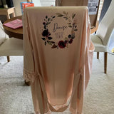 Personalised Sega Floral Wreath Robes Custom Bridal Robe Satin Wedding Bridesmaid Kimono Dressing Gown Bride to be Robe
