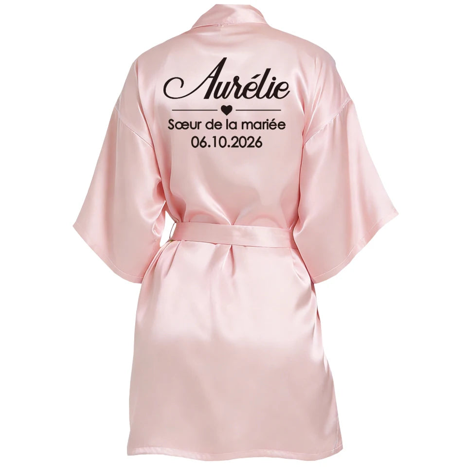Personalized Name and Date Robe Bride Bridesmaid Bathrobe Birthday Party Gown Add Any Text Robes