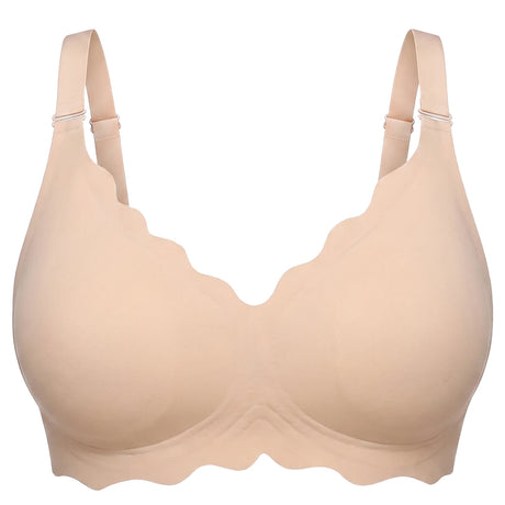 Bras for Women No Underwire Scalloped Wireless Push Up Bra Seamless Full Coverage Supportive Plus Size Tshirt Bra, Soft Breathable Comfortable Bralette, Leopard & Polka Dot Print Ice Silk Bra