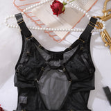 Sexy Lingerie Bodysuit Sheer Mesh Crotchless Romper Womens Shapewear Jumpsuit Romantic Nightwear See Through One Piece Teddy