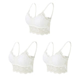 3PCS Women's Lace Bras Top Comfortable Bralette Solid Color Sexy Underwear Vest Female Hollow Out Wireless Lingerie Seamless Bra