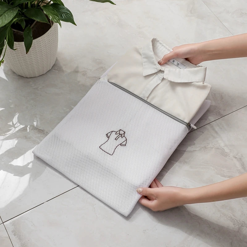 Laundry Bag Sets For Washing Machines Embroidery Fine Mesh Underwear Organizer Basket Clothes Cleaning Protect Anti-deformation
