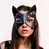 Red Leather Mask Women Sexy Cosplay Cat Mask Bondage Half Face Masks Gothic Masquerade Ball Fancy Masks BDSM Erotic Accessorie