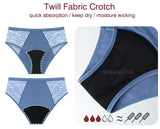 Moonful Women's Menstrual Panties High Waist Leak Proof 4 Layer Breathable Lace Period Underwear Girls Absorbent Brief