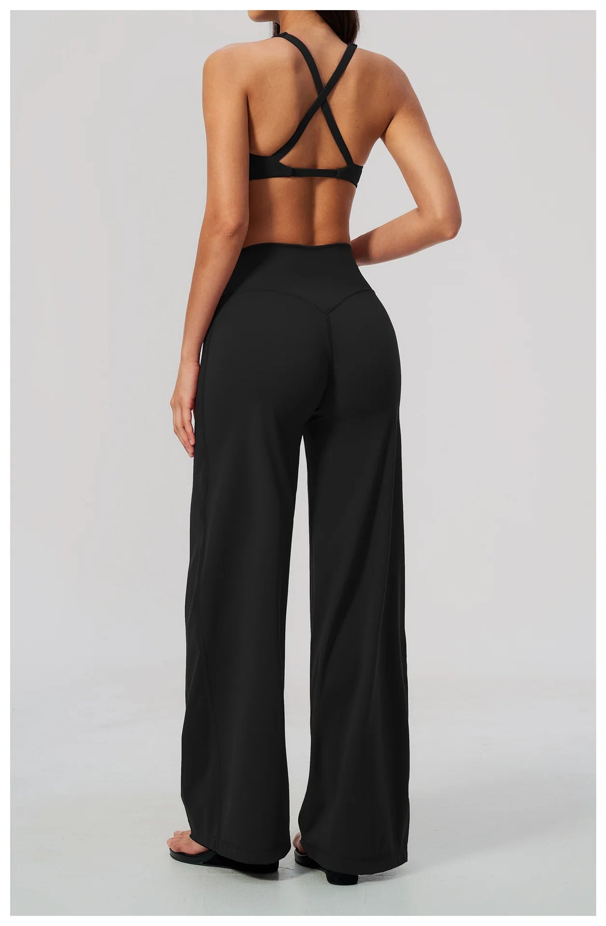Women's 2/3Pcs Yoga Set Zip Jacket Sports Bra Cross Back Wide Leg Flare Pants Push Up Gym Set Workout Running Fitness Activewear