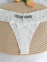 Custom Thong Crystal Letter Name G-string Women Ice Silk Panties Skin Effect Panty Seamless Knickers Girlfriend Anniversary Gift