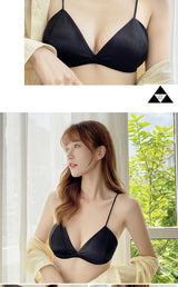 Women's French Style Bra Girl Wrapped Chest Adjustable Shoulder Strap Single Buckle Satin Sexy Tube Top Underwear Lingerie