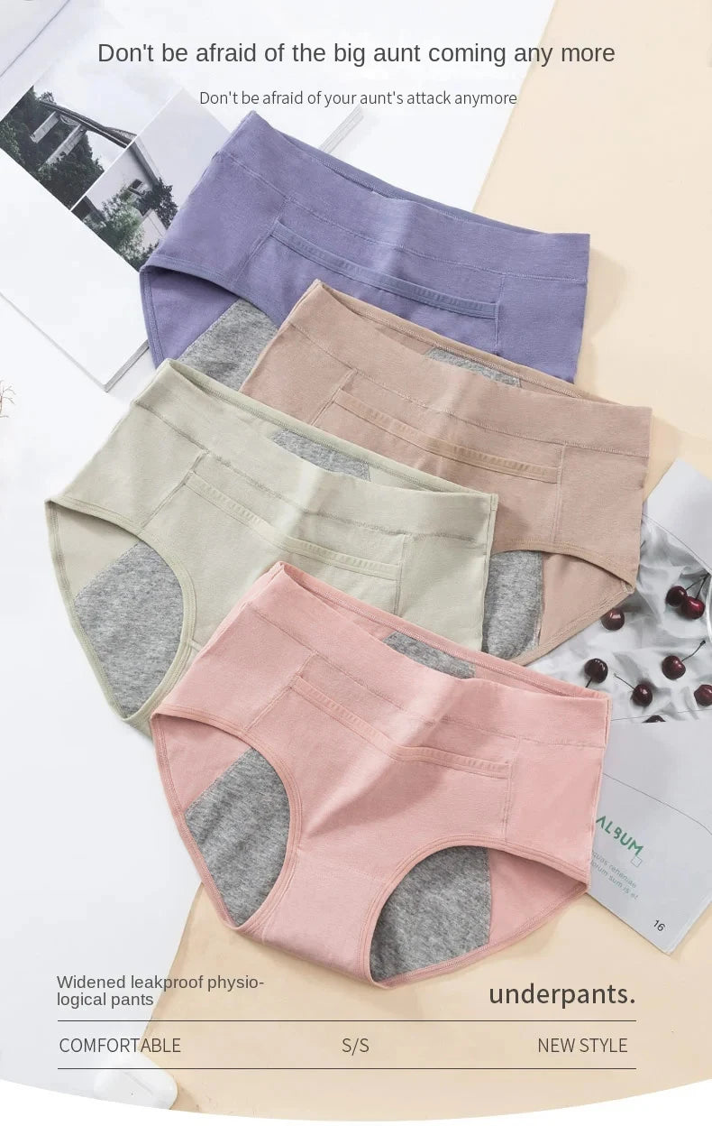 3PCS Cotton Menstrual Panties Leak Proof Breathable Sexys Panties Woman Women Girls Physiological Pants Women's Intimates M-XL