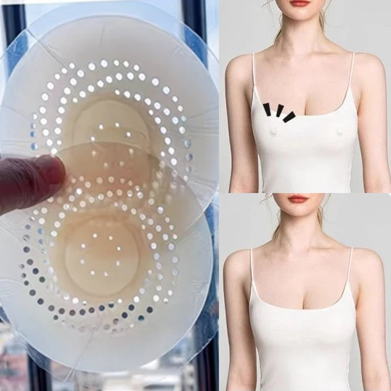 Reusable Breathable Nipple Cover Anti Convex Point Silicone Chest Pad Invisible Seamless Sticky Bra Summer Ultra Thin Breast Pad