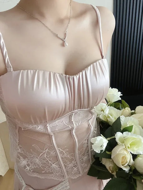 Women Elegant French Longline Lingerie, Lace Satin Wireless Bra, Push Up Sexy Open Back, Luxury Bridal Underwear Fit Small Bust