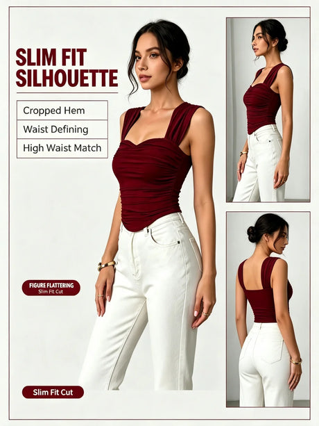 Sexy Tank Women Summer New Tops Solid Backless Streetwear Casual Slim Sleeveless Camisole Fashion Folds Tank Tops Lady Clothing