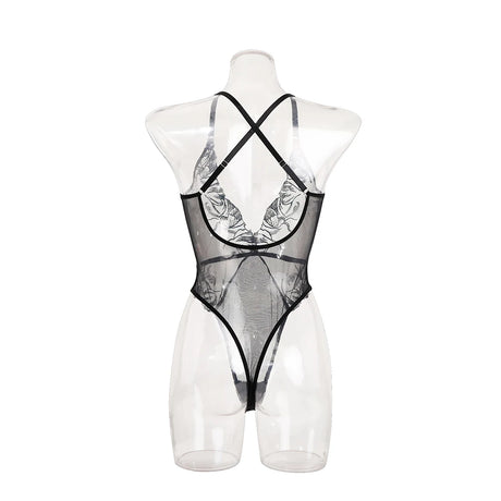 Lace Embroidery See Through Sexy Seductive Shapewear Bodysuit，Women's sexy dressing gowns, exotic costumes, erotic lingerie