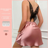 Women's Sexy Backless Sleep Dress Summer Thin Satin Sleeveless Nightgown Casual Home Wear Solid Color Mini Dress