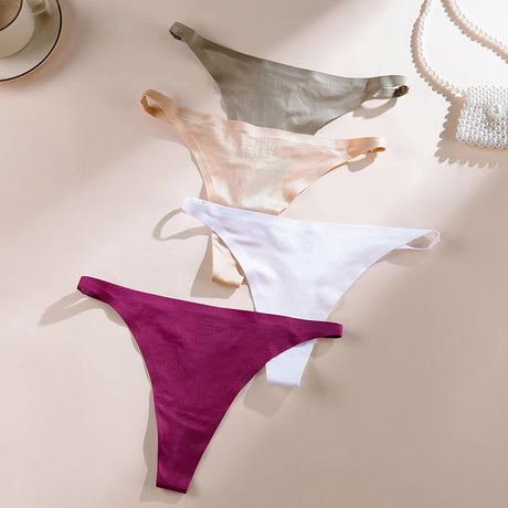 Ice Silk Thong Sexy Women Panties G String Briefs T Back for Girls Underwear Temptation Seamless Ladies Underpants  Size S-XL