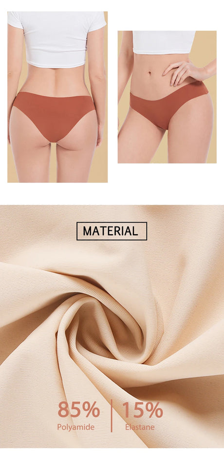 3 Pcs Set Seamless Panties for Women Breathable Low Waist Sexy Underwear Solid Silk Briefs Invisible Seamless Panties Woman