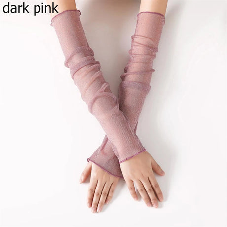 Cycling Bike Thin Arm Warmers Breathable Sunscreen Long-Sleeved Sun Protection Sleeves Driving Gloves Mesh Lace Gloves