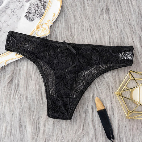 Lace Sexy G-String Thong Transparent Women Panties Low Waist Thongs Hollow Out Female Briefs Soft Intimate Lady Underwear