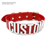 Punk Red PU Personalized Custom Letters Collars Choker Necklace Sexy Customized Name Buckle Chocker Jewelry