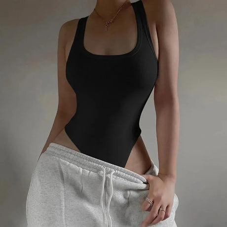 2026 Fashion Sleeveless Knit Bodysuit Hot Summer Sexy Bodycon Off Shoulder Halter Tops Casual Street Bodice For Women Sexy Body