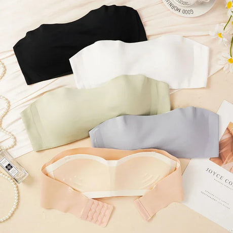 Strapless Seamless Push Up Bra for Women Non-Slip Anti-Sagging Bandeau Tube Top Invisible Underwear for Small Chest