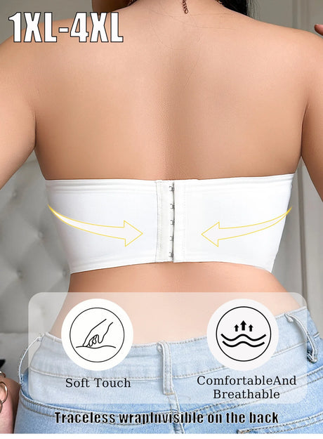 Plus Size Strapless Bandeau Bra - Wireless Support Extended Coverage