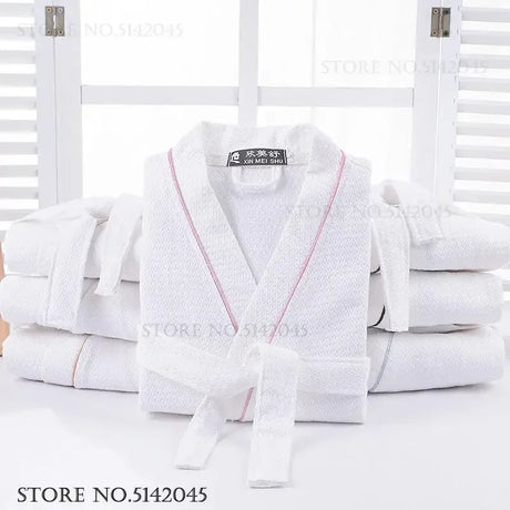 100% Cotton Couple Robe Waffle Bathrobe Gown Kimono Yukata Home Clothes Casual Women Sleepwar Nightwear Spring Summer Loungewear