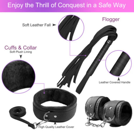 10Pcs Restraints Set Leather BDSM Kit Body Harness Cuffs Bondage Straps  Handcuffs Games Adult Sex Toys for Couple