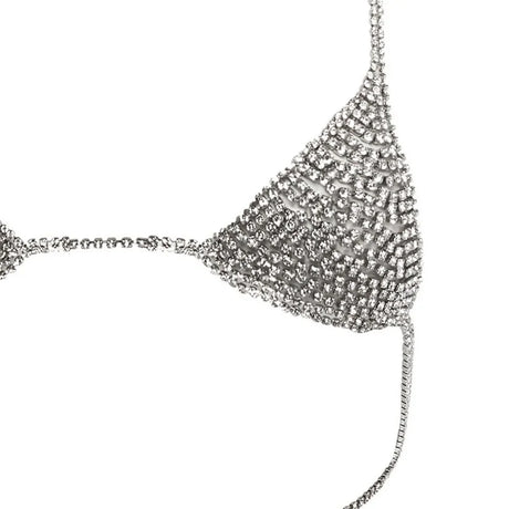 Stonefans Sexy Erotic Hollow Out Rave Lingerie Skirt Rhinestone Chest Necklace Women Shoulder Breast Summer Bra Accessories Gift